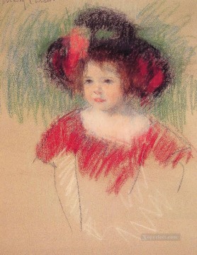  vestido - Margot con Big Bonnet y vestido rojo es madre de sus hijos Mary Cassatt